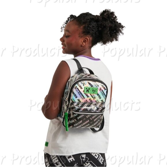 Justice X Minecraft Other - Justice | Minecraft Hologram Logo Print Mini Backpack, Multi